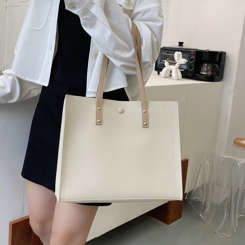 Ladies Leather Solid Color Plain Handbag mySite