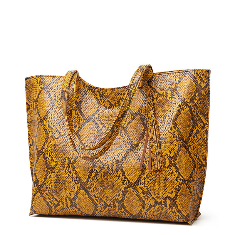 Fashion Snake Print Large Capacity Tote Bag Shoulder Bag mySite