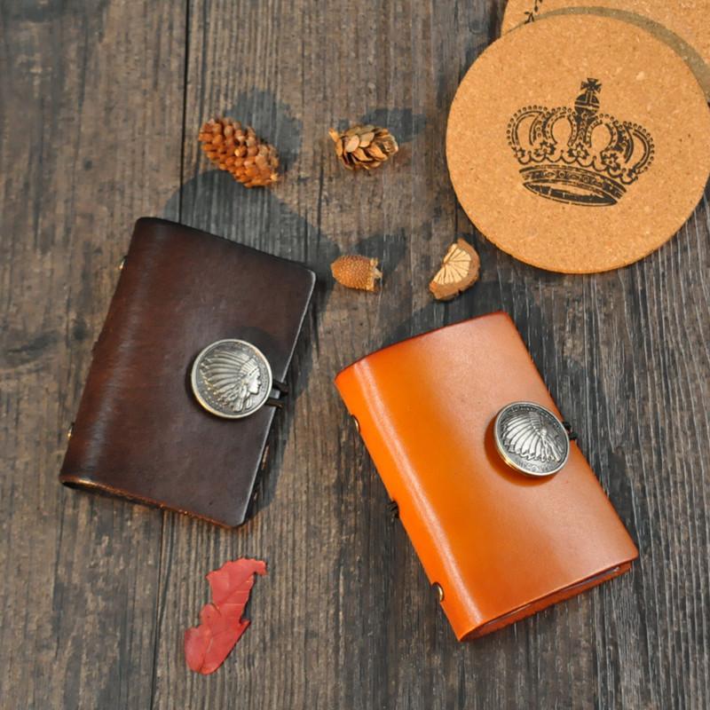 Original leather small card bag, retro vegetable tanned leather Indian head multi-card bag mySite