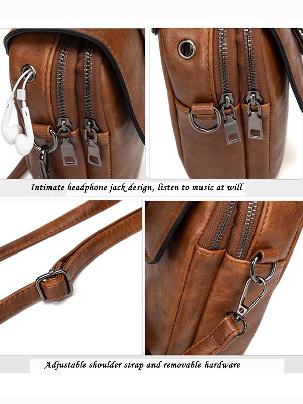 Retro Oil Wax Pu Shoulder Messenger Bag mySite