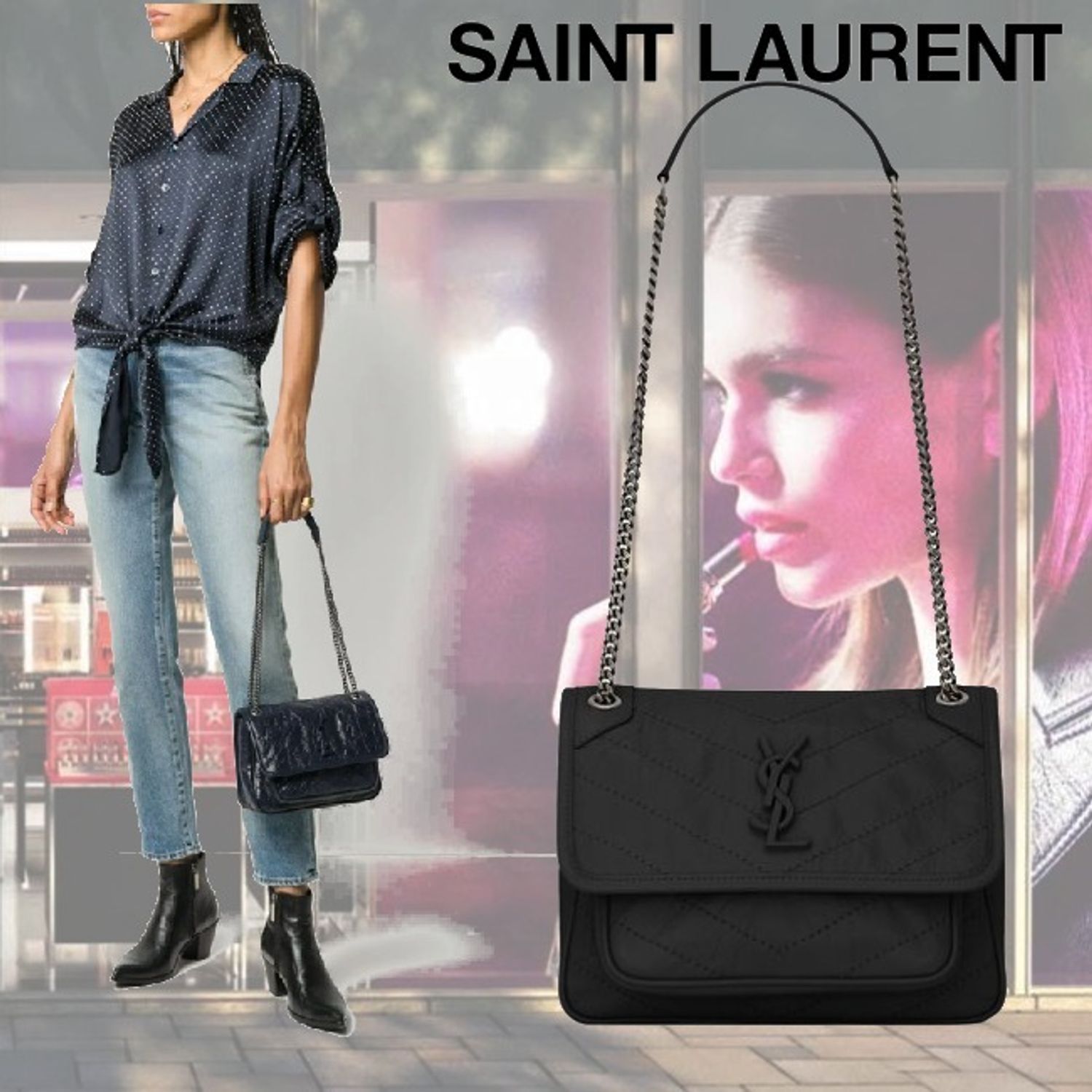 SAINT LAURENT】NIKI ミニ シワ加工 ヴィンテージレザー トートバッグ – 日本で最も人気のあるぜいたく品ファッションショッピング