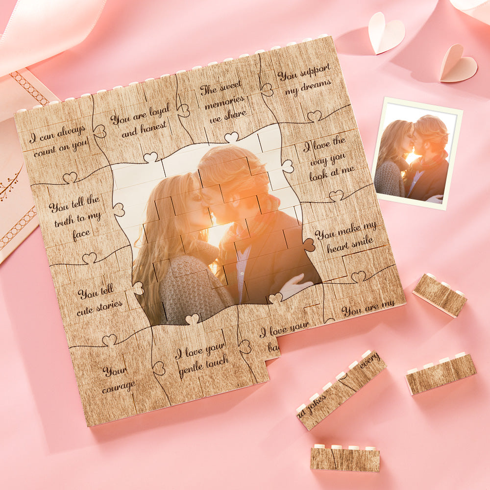 Custom Building Block Puzzle Square Photo Brick Write 12 Reasons to Love Him/Her - MyHawaiianShirtsAU