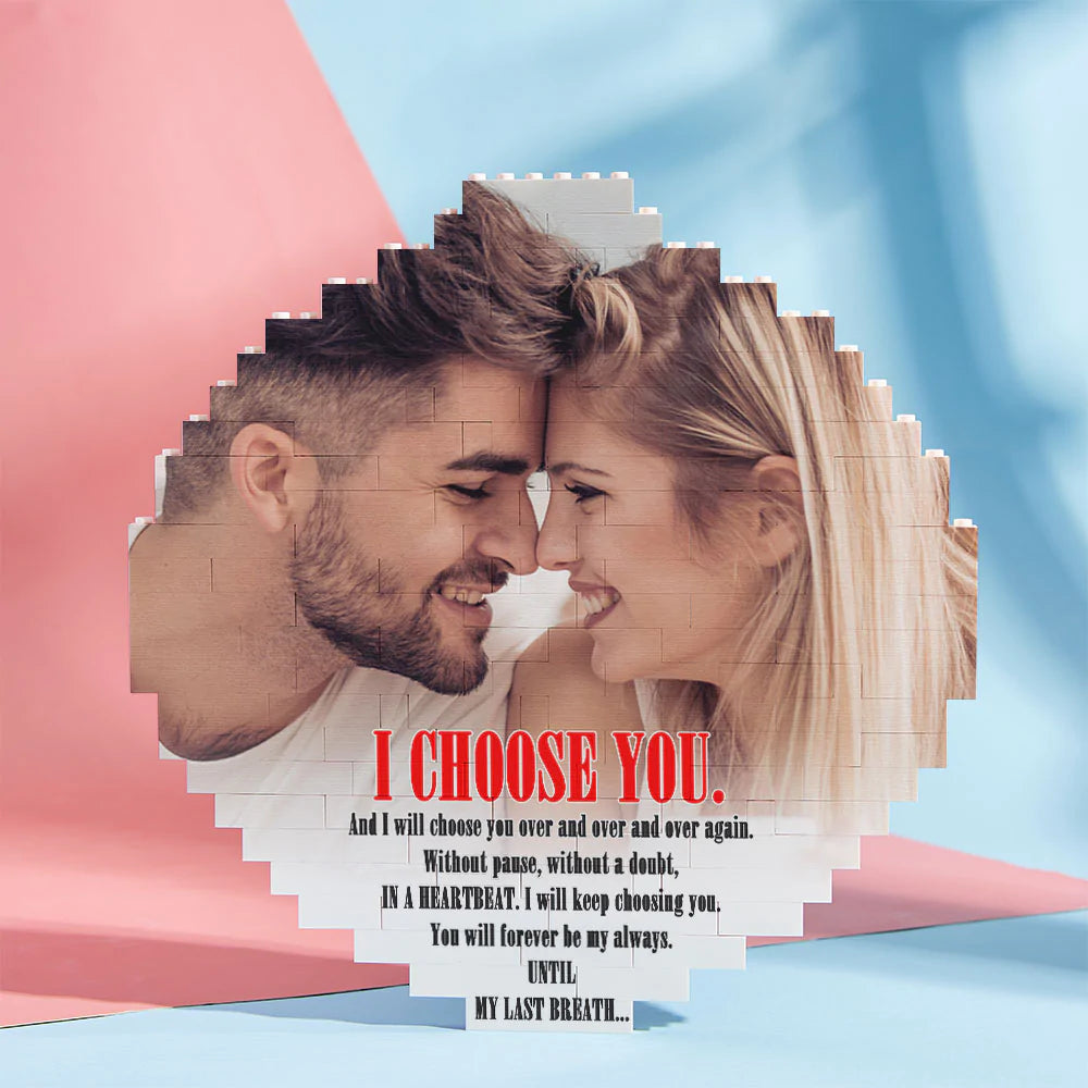 Custom Personalised Brick Round Building Photo Block Frame I Choose You - MyHawaiianShirtsAU