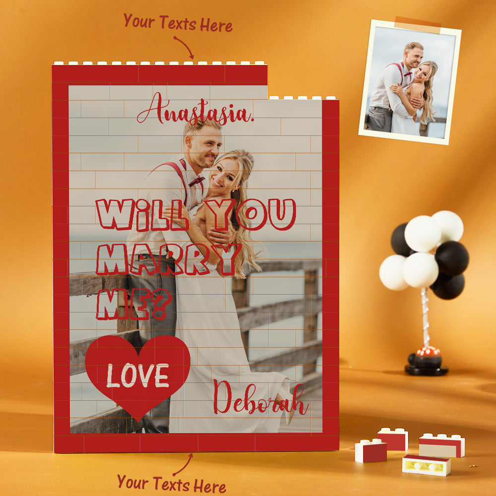 Custom Building Block Puzzle Vertical Building Photo Brick Will You Marry Me - MyHawaiianShirtsAU