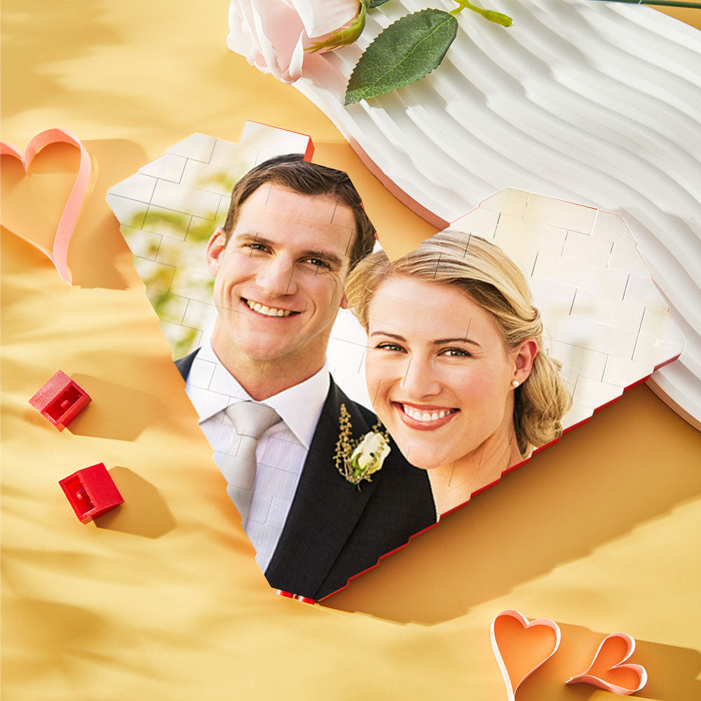 Personalised Building Brick Heart Valentine's Day Gifts Custom Photo Block Toy Home Decor For Lover - MyHawaiianShirtsAU