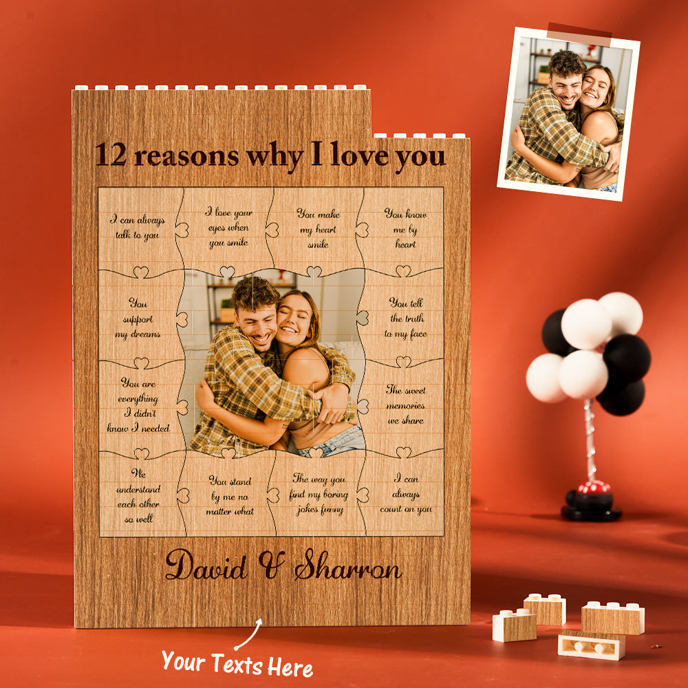 12 Reasons Why I Love You Personalised Photo Building Block Gifts for Her/Him - MyHawaiianShirtsAU