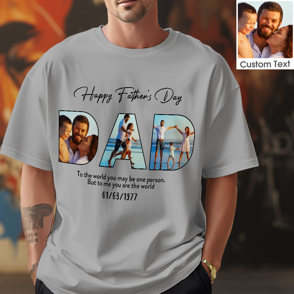 Custom T-shirt Personalized  Dad Photo Father's Day  Gift for Him - MyHawaiianShirtsAU