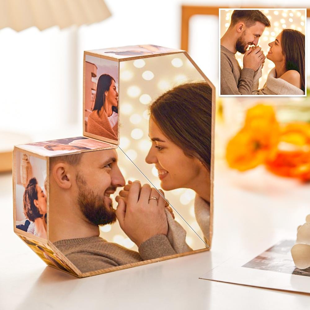 Custom Photo Rubic's Cube Wooden Cube Heart Shape Multiphoto Cube Gifts for Her - MyHawaiianShirtsAU