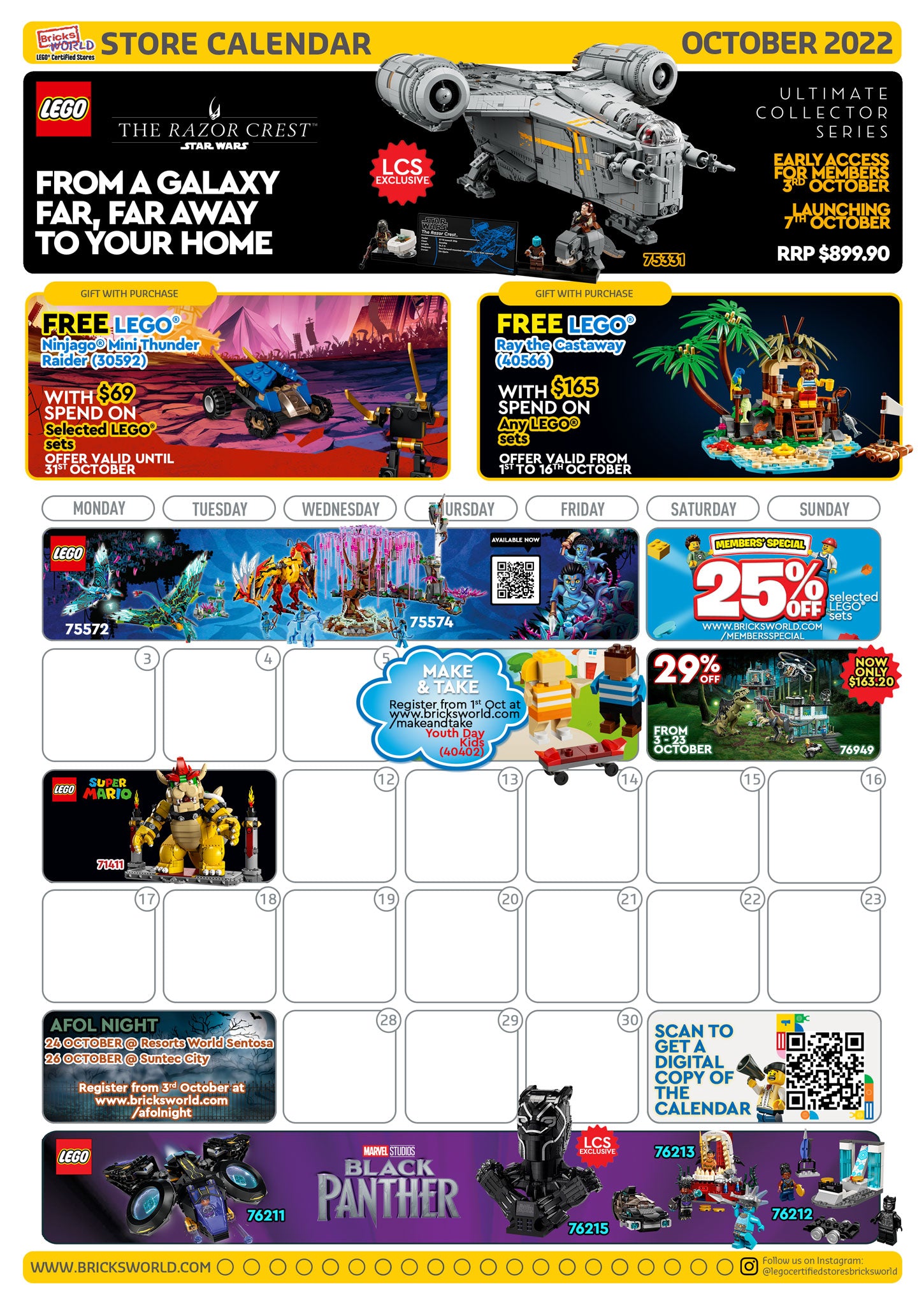 LEGO Certified Stores Bricks World October 2022 Store Calendar