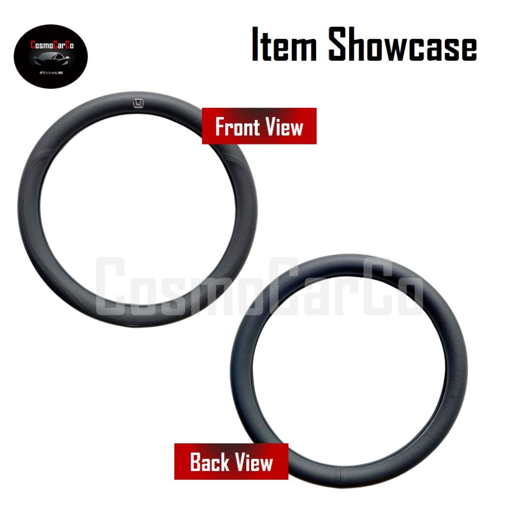 Honda Steering Wheel Cover With Perforated Leather Anti Slip Rubber Lining For Fit Jazz Vezel Shuttle etc 37-38cm