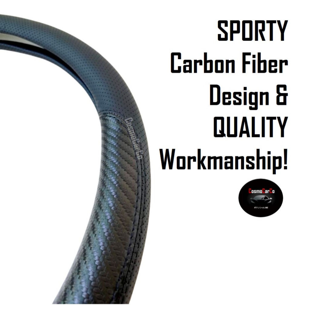 Honda Steering Wheel Cover Carbon Fiber With Perforated Leather For Fit Jazz Vezel Shuttle Freed etc 37-38cm
