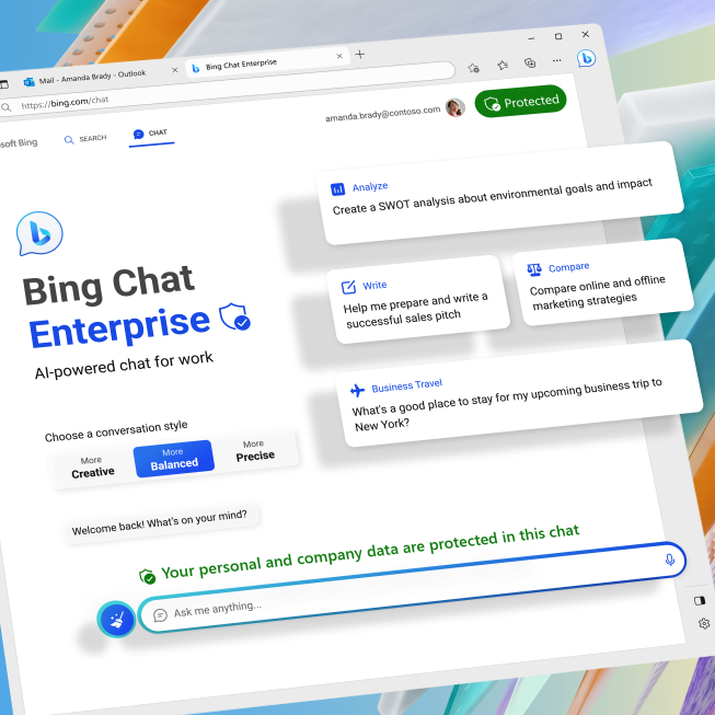 Bing Chat Enterprise 的屏幕截图
