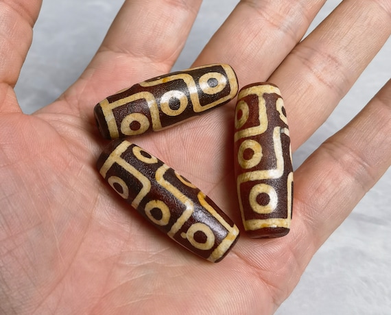 15x40mm Tibetan Dzi Beads ,2pcs Drum Barrel Agate Beads ,9 Eye Tibetan Dzi  Beads, Large Dzi Agate Beads, CC- 864 - Etsy
