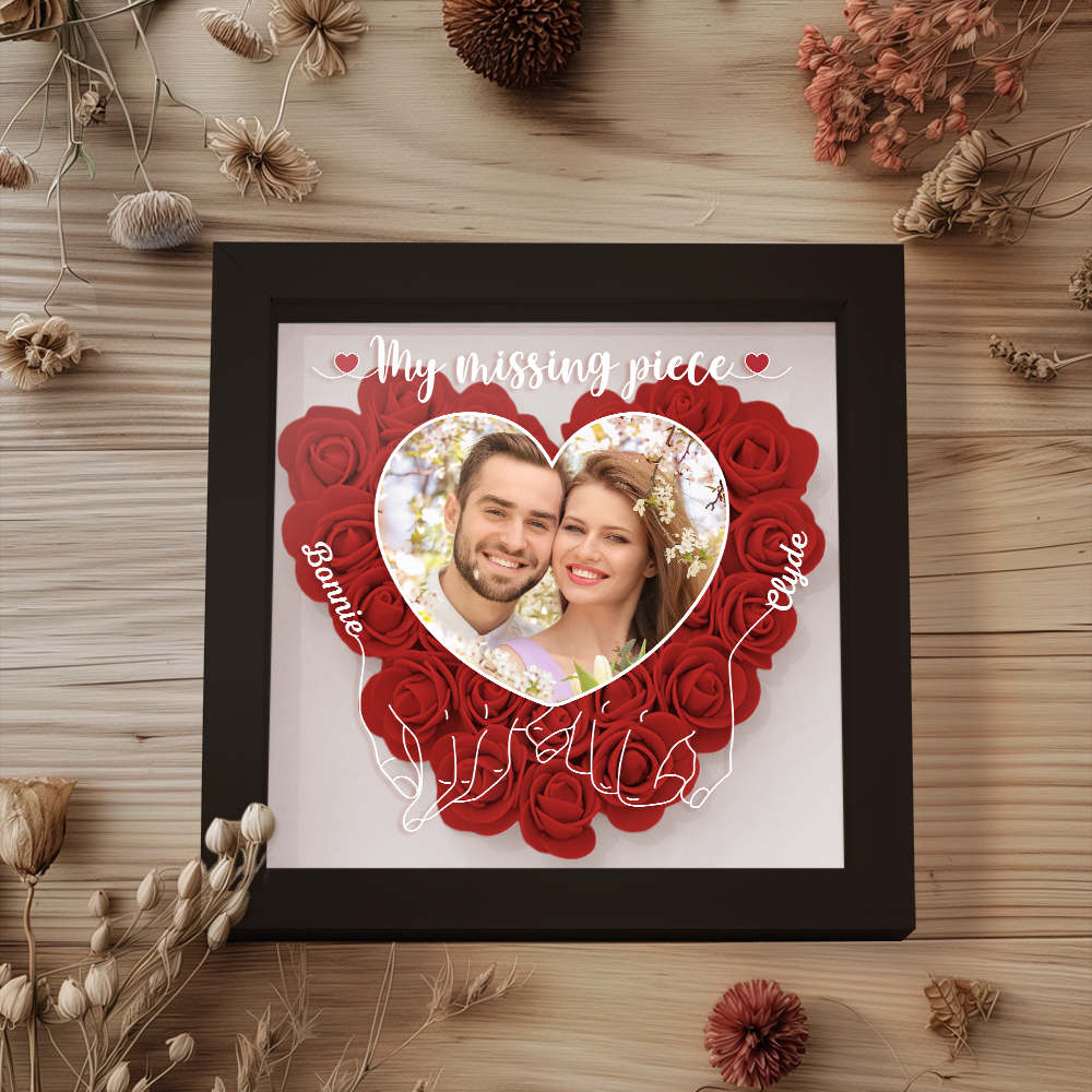 My Missing Piece - Personalized Photo Flower Shadow Box - 