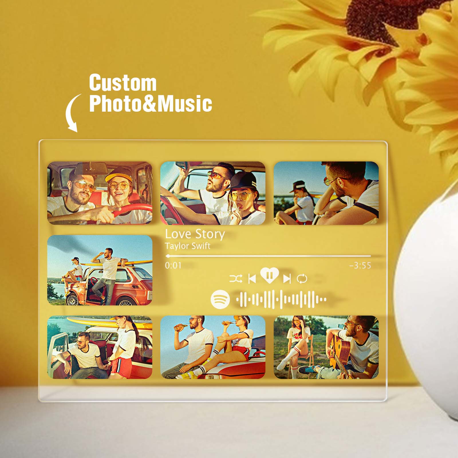 Custom Spotify Plaque Personalised Photo Decor Gift Music Plaque For Couples