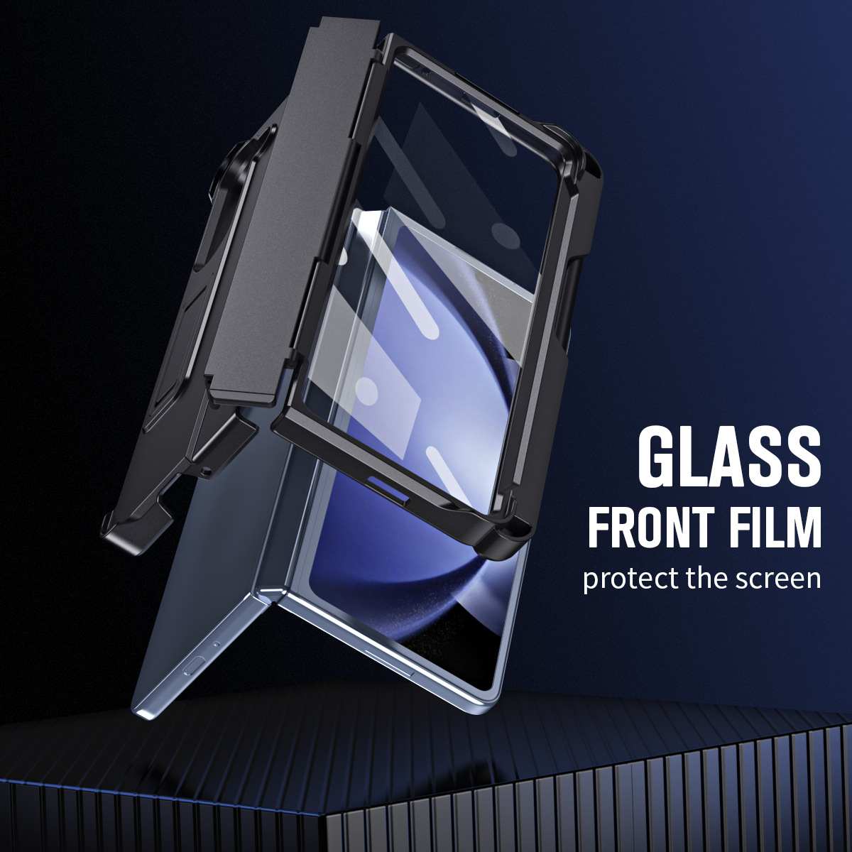 Suitable for Samsung Z Fold5/4/3 Pen Slot With Hinge Stand Glass Film Protection Case