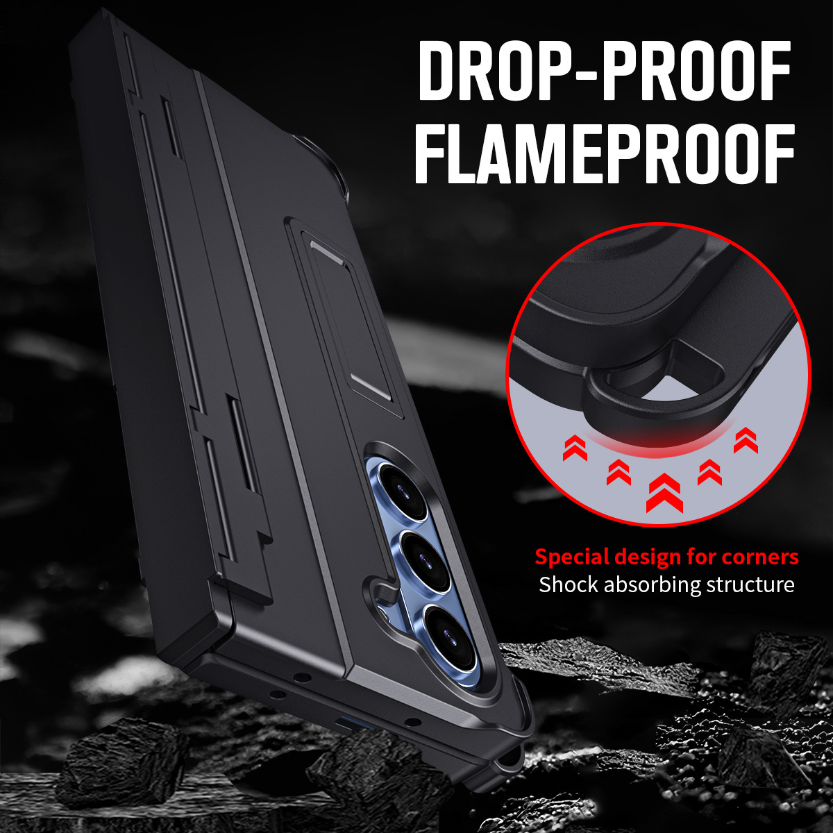 Suitable for Samsung Z Fold5/4/3 Pen Slot With Hinge Stand Glass Film Protection Case