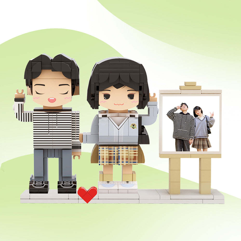 Full Body Customizable 2 People Photo Frame Custom Cute Brick Figures Small Particle Block Gifts for Spouse