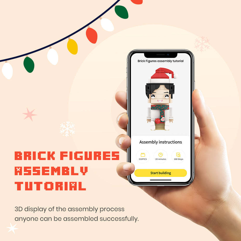 Full Body Customizable 1 Person Custom Brick with Frame Figures Small Particle Block Toy Brick Me Figures Gifts for Him