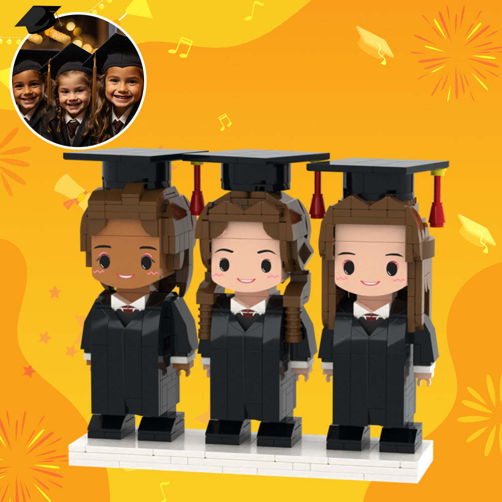 Graduation Gifts for Kids Full Customized 3 People Full Custom Brick Figures Custom Brick Figures - soufeelmy