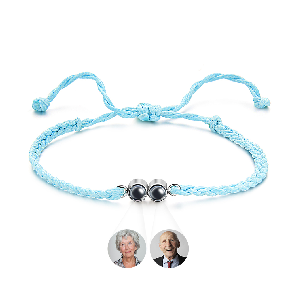 Personalized 2 Photos Projected Bracelet Multicolor Braided Rope Customized Bracelet Simple Memorial Gifts for Parents - soufeelmy