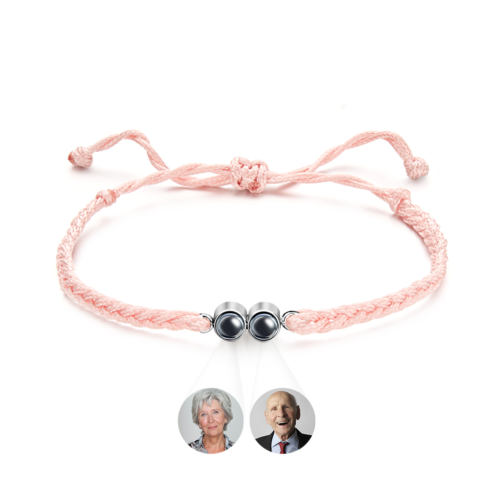 Personalized 2 Photos Projected Bracelet Multicolor Braided Rope Customized Bracelet Simple Memorial Gifts for Parents - soufeelmy