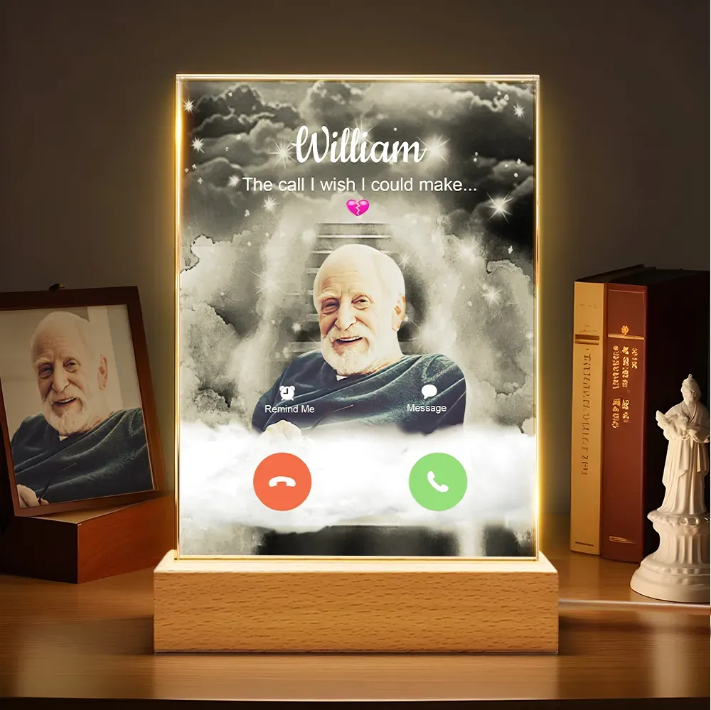 Custom Photo Acrylic Night Light Lamp Memorial Gift Remembrance Personalized Name Night Light - soufeelmy