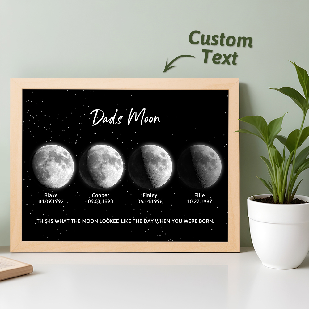Custom Moon Phase Night Sky Print Dad's Moon Unique Father's Day Gifts - soufeelmy