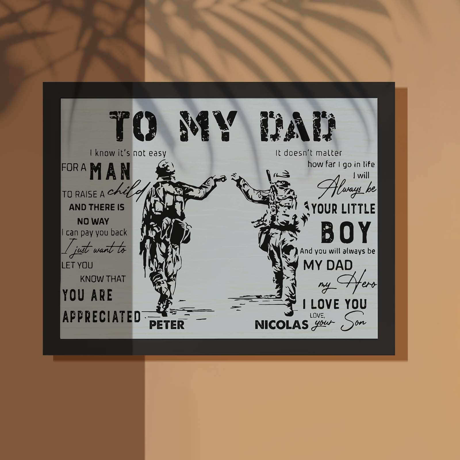 Custom Soldier Wooden Frame Army Style To My Dad with Name Father's Day Gift - soufeelmy