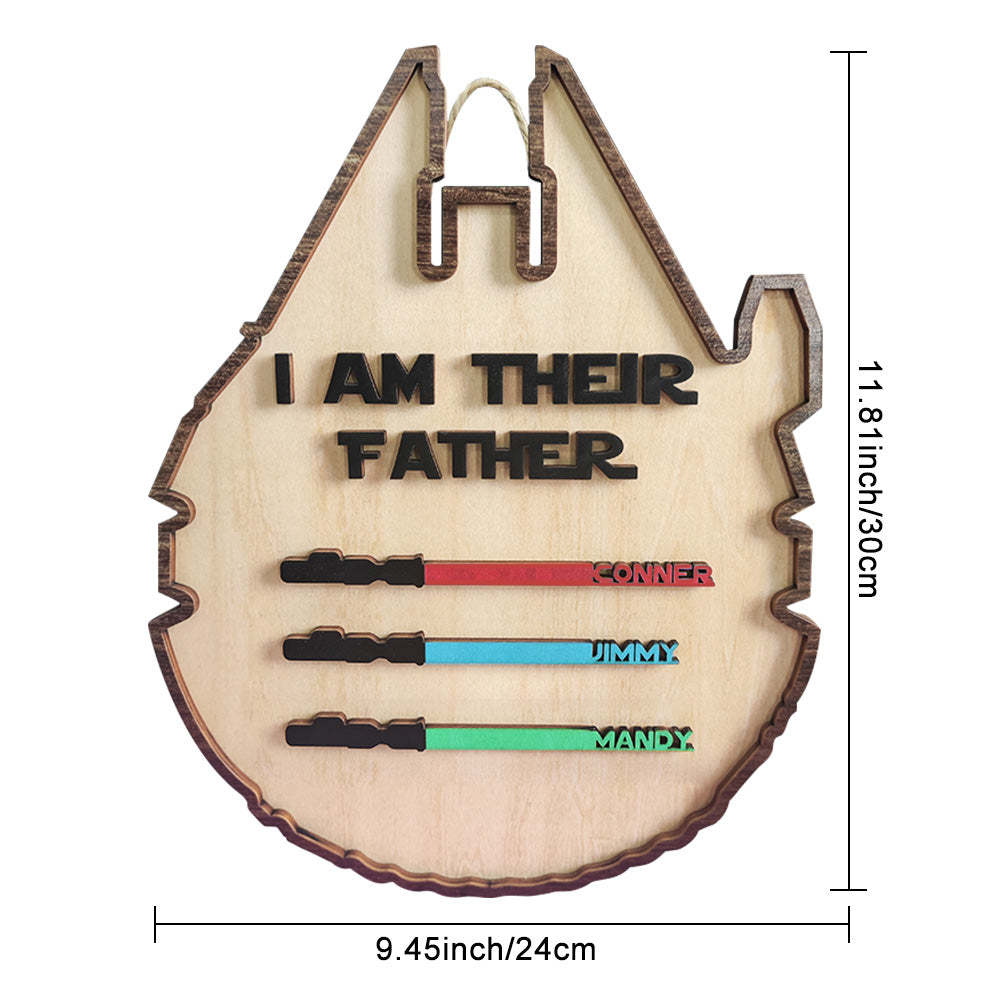 Personalized Light Saber Plaque I Am Their Father Wooden Sign Father's Day Gift - soufeelmy