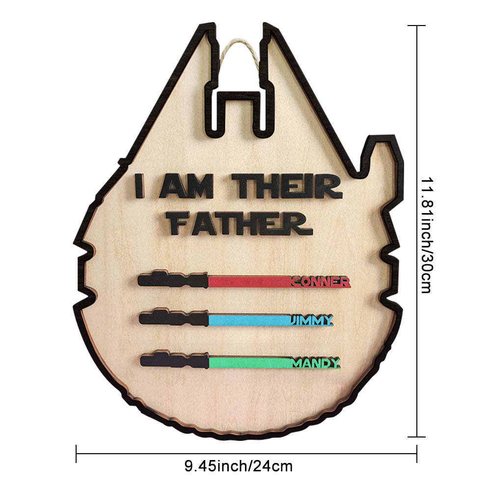 Personalized Light Saber Plaque I Am Their Father Wooden Sign Father's Day Gift - soufeelmy