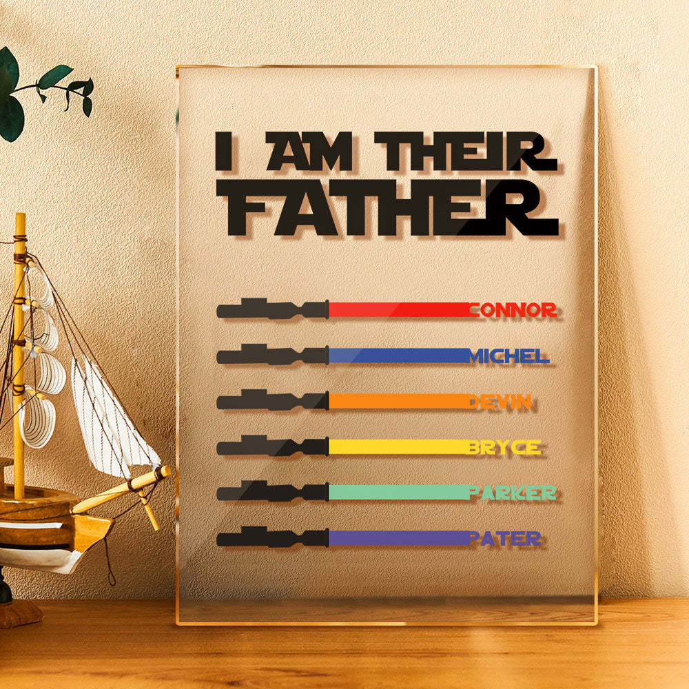 Personalized I Am Their Father Acrylic Plaque Light Saber Plaque Father's Day Gifts - soufeelmy