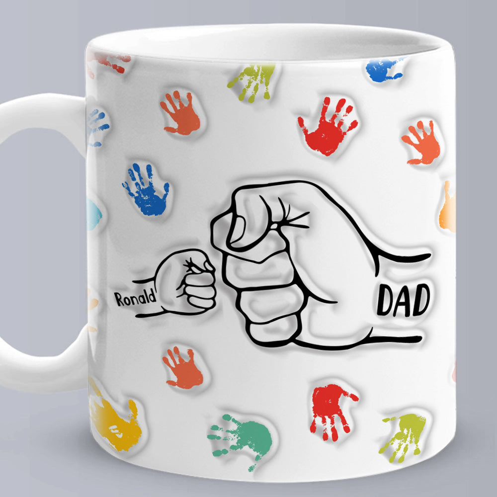 Personalized Custom Names 3D Inflated Effect Printed Mug Gift for Dad Grandpa - soufeelmy
