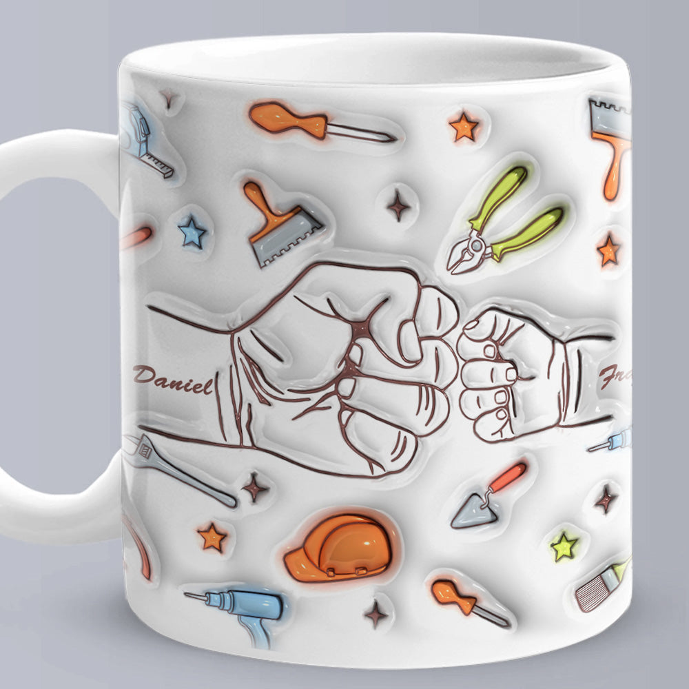 Personalized Names Custom 1-6 Kids 3D Inflated Effect Printed Mug Gift for Dad Grandpa Great Fixer - soufeelmy