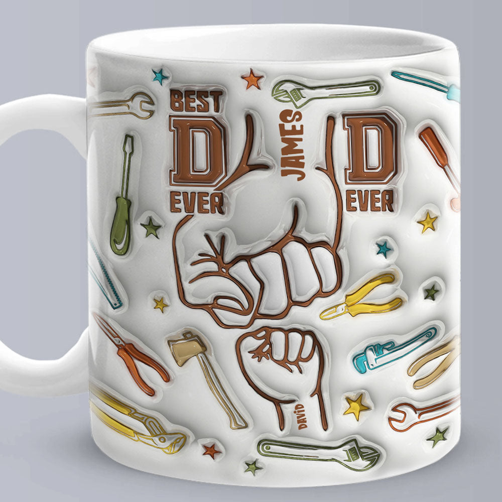 Gifts for Dad Personalized Names Custom 1-6 Kids 3D Inflated Effect Printed Mug Happy Father's Day - soufeelmy