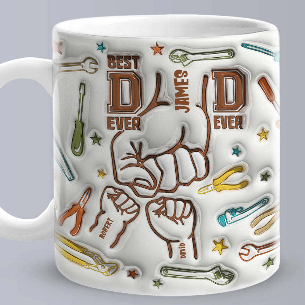 Gifts for Dad Personalized Names Custom 1-6 Kids 3D Inflated Effect Printed Mug Happy Father's Day - soufeelmy