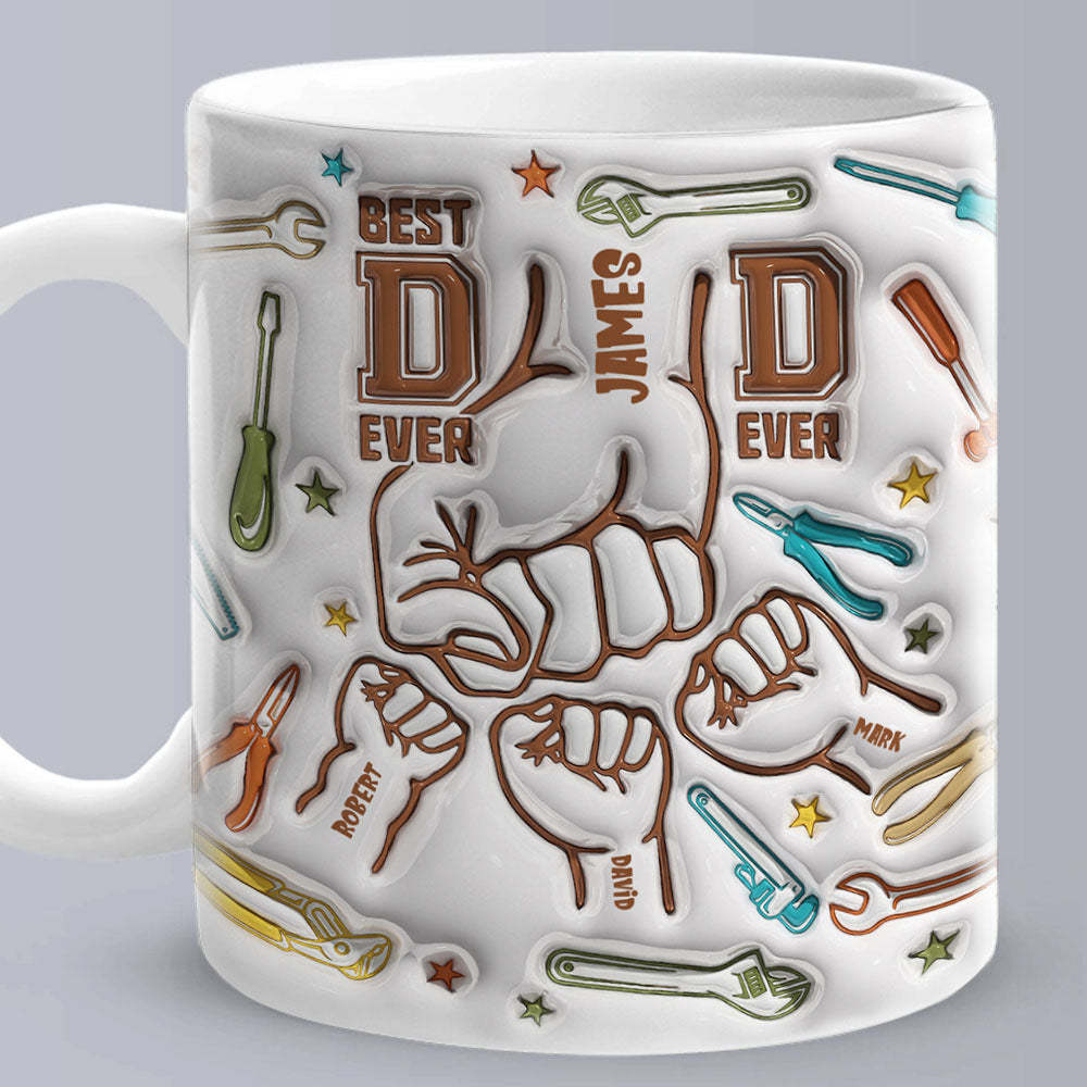 Gifts for Dad Personalized Names Custom 1-6 Kids 3D Inflated Effect Printed Mug Happy Father's Day - soufeelmy