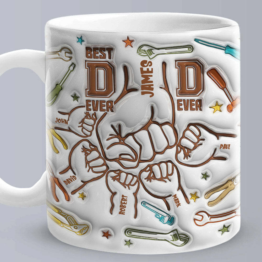 Gifts for Dad Personalized Names Custom 1-6 Kids 3D Inflated Effect Printed Mug Happy Father's Day - soufeelmy