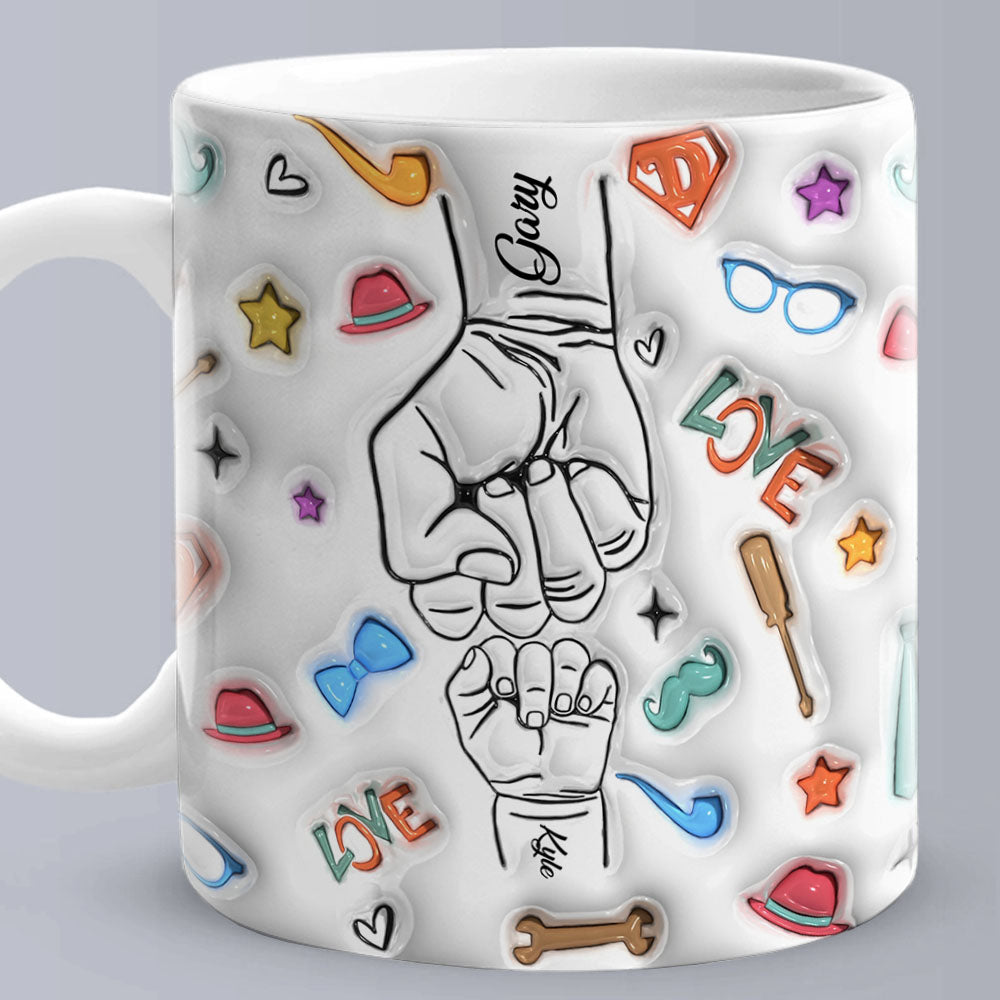 Gifts for Dad Custom 1-6 Kids Personalized Names 3D Inflated Effect Printed Mug Father's Day Gifts - soufeelmy
