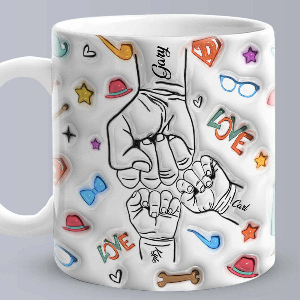 Gifts for Dad Custom 1-6 Kids Personalized Names 3D Inflated Effect Printed Mug Father's Day Gifts - soufeelmy