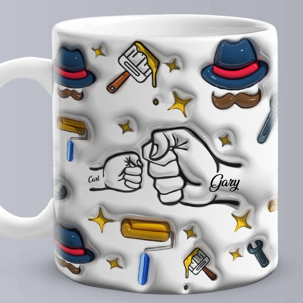 Father's Day Gifts Custom 1-6 Kids Personalized Names 3D Inflated Effect Printed Coffee Mug - soufeelmy