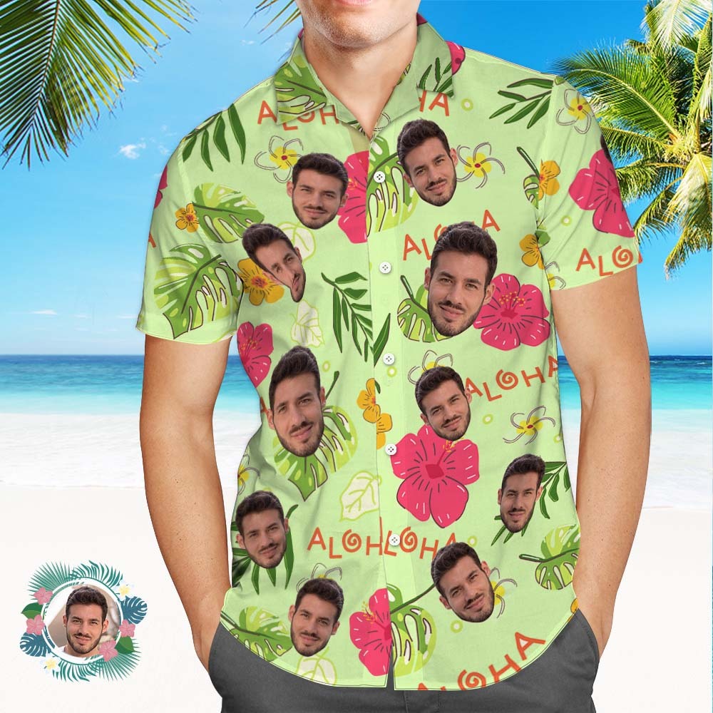 Custom Face All Over Print Hawaiian Shirt ALOHA Flower Hawaii Shirt - MyHawaiianShirts
