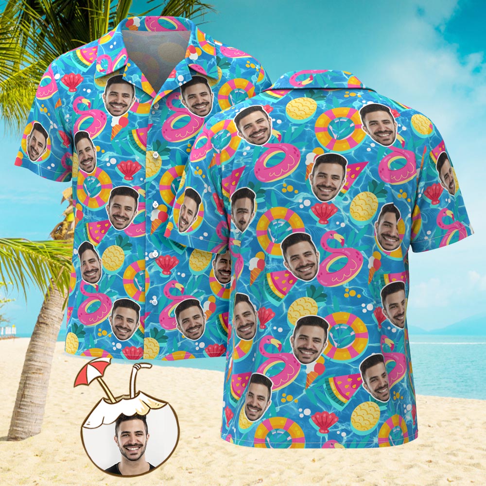 Custom Men's Shirt Face All Over Print Hawaiian Shirt Pool-Floaties - MyHawaiianShirts