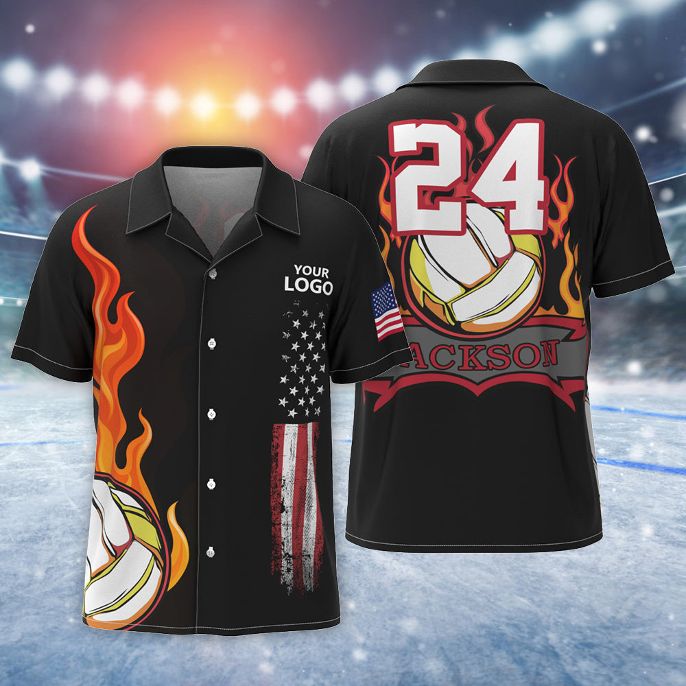 Custom Logo Hawaiian Shirt Men's All Over Print Aloha Shirt Volleyball Match Team Shirt