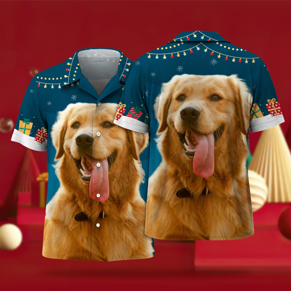 Custom Face Hawaiian Shirts Personalized Photo Gift Men's Christmas Shirts for Pet Lovers - Stars and Gifts - MyHawaiianShirts