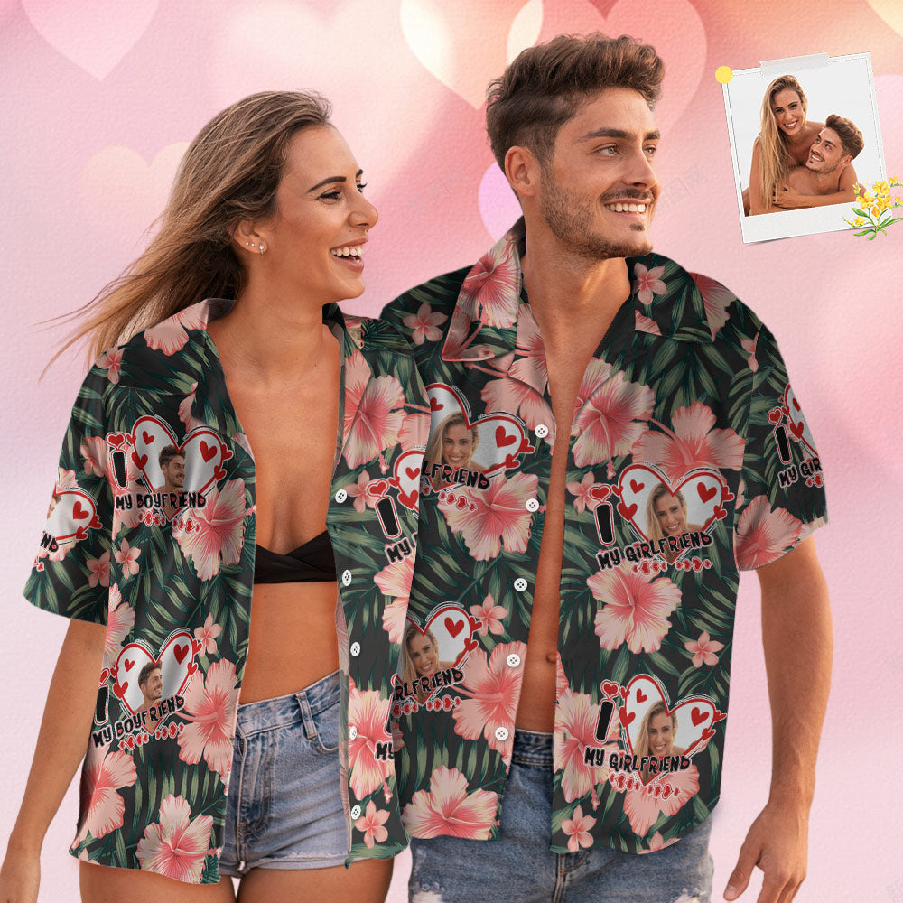 Custom Face Hawaiian Style Shirt Couple Outfit For Love - MyHawaiianShirts
