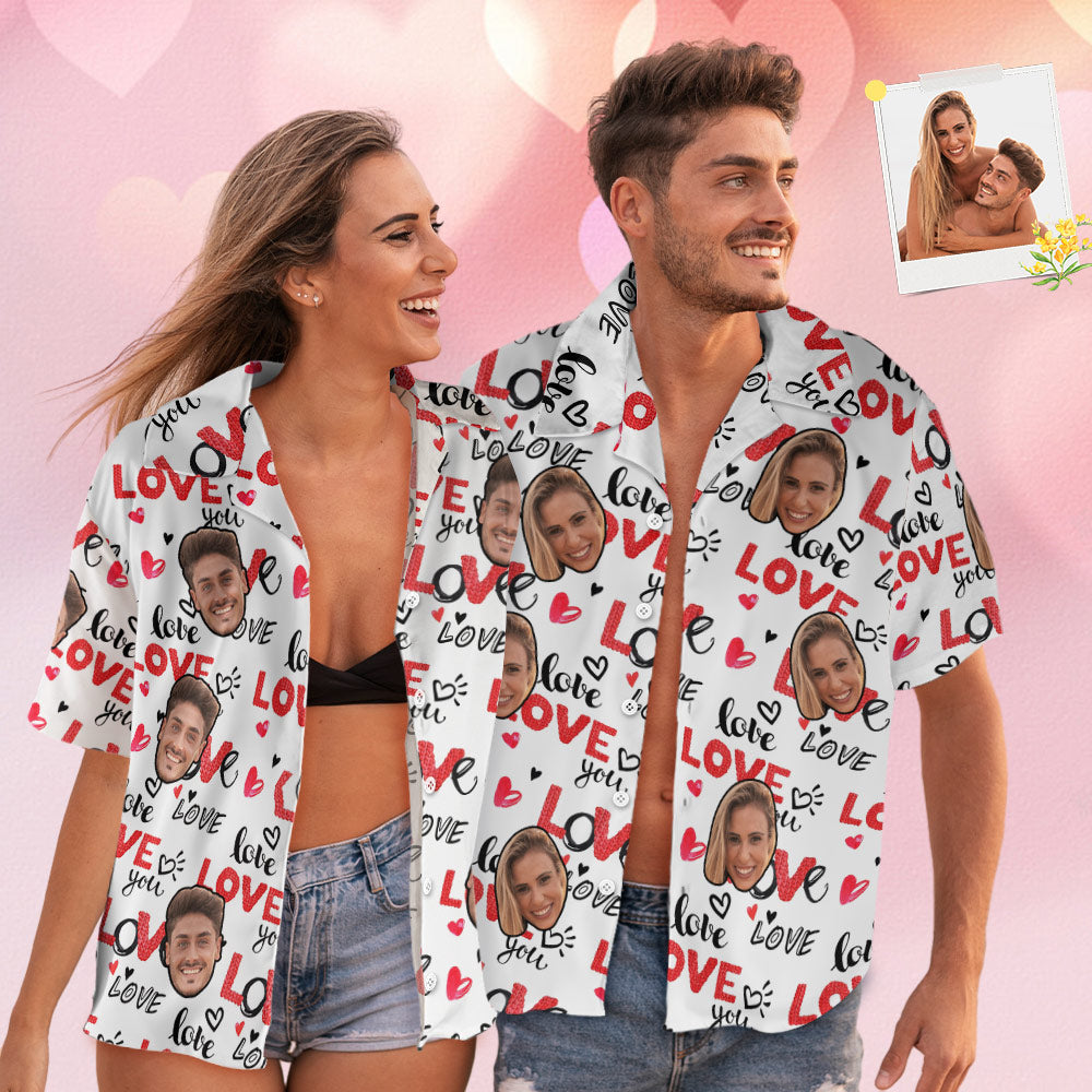 Custom Face Hawaiian Style Personalized White Shirt Couple Outfit - MyHawaiianShirts