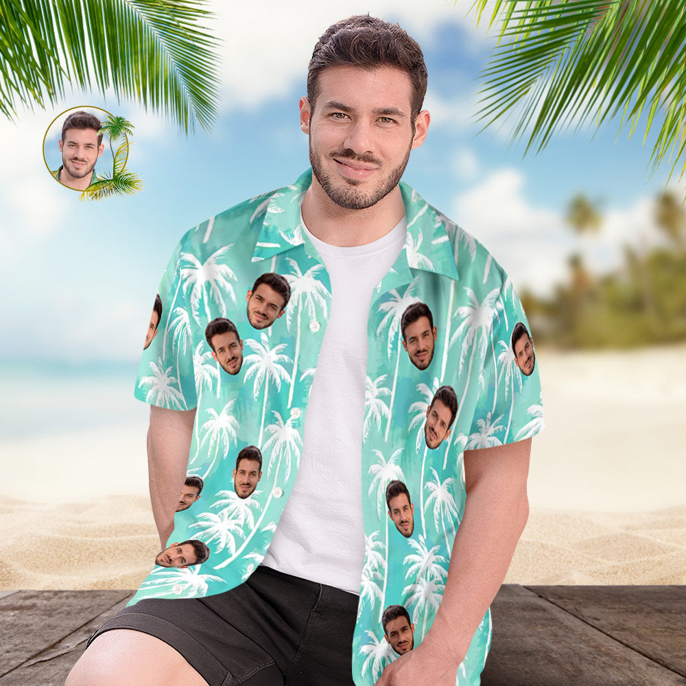 Custom Face Hawaiian Shirt Face Paradise Palms Hawaiian Shirt Couple Outfit Shirt - MyHawaiianShirts