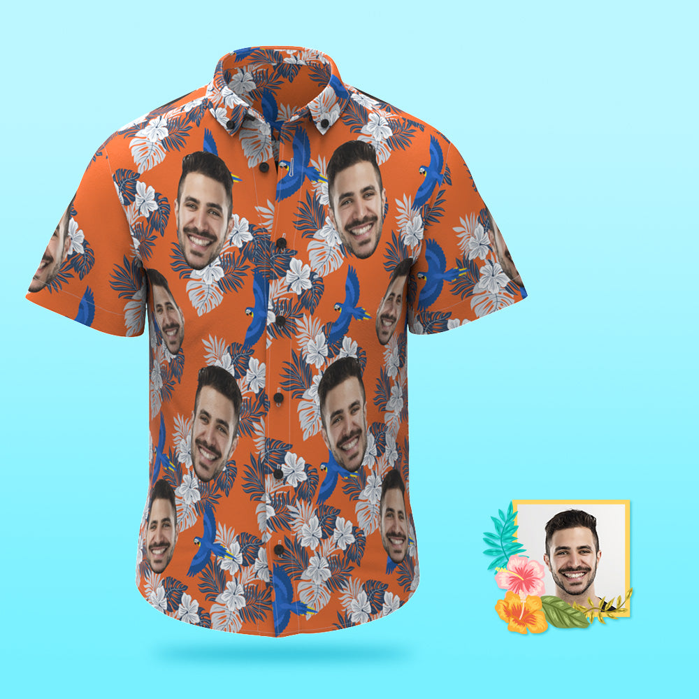 Custom Photo Hawaiian Shirt Beach Vacation Men's Popular All Over Print Hawaiian Beach Shirt Holiday Gift Bird - MyHawaiianShirts