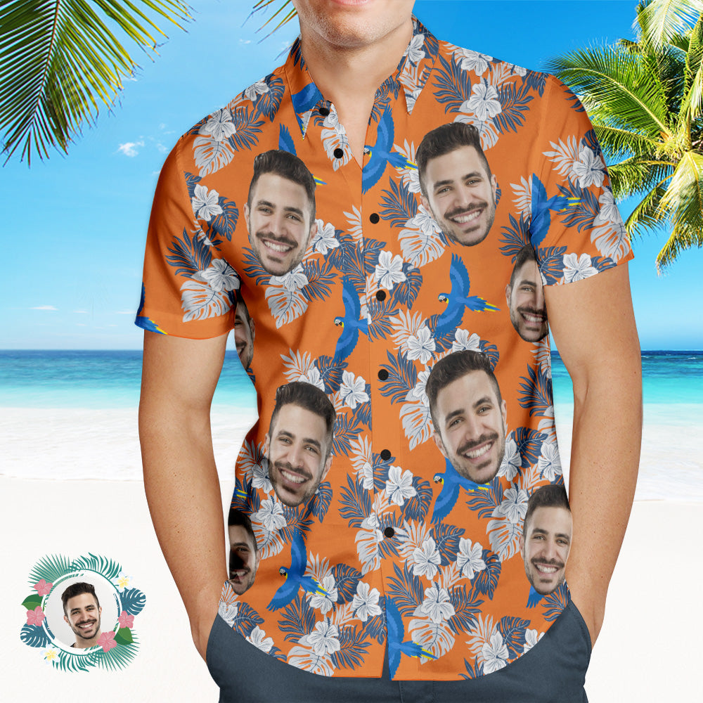 Custom Photo Hawaiian Shirt Beach Vacation Men's Popular All Over Print Hawaiian Beach Shirt Holiday Gift Bird - MyHawaiianShirts